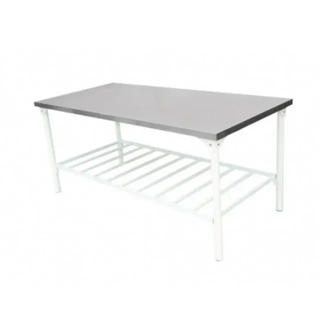 Mesa 1,90x70 Inox com Pés Epoxi com Prateleira