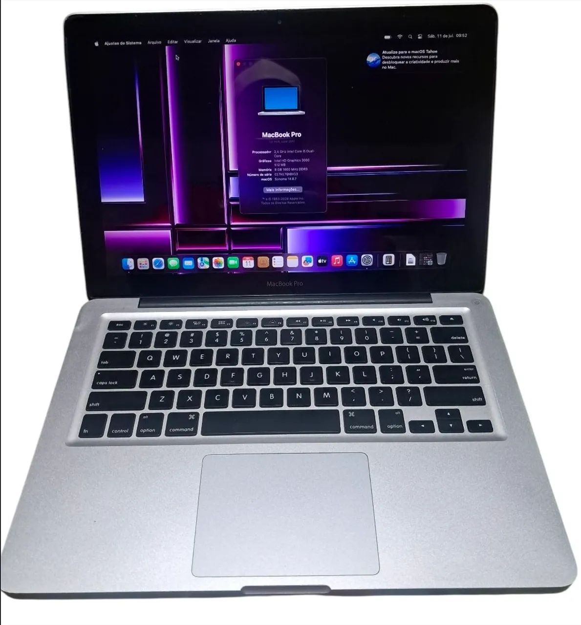 MACBOOK A1278 CORE I5 8GB SSD.120GB MACOS SONOMA BATERIA MÉDIA