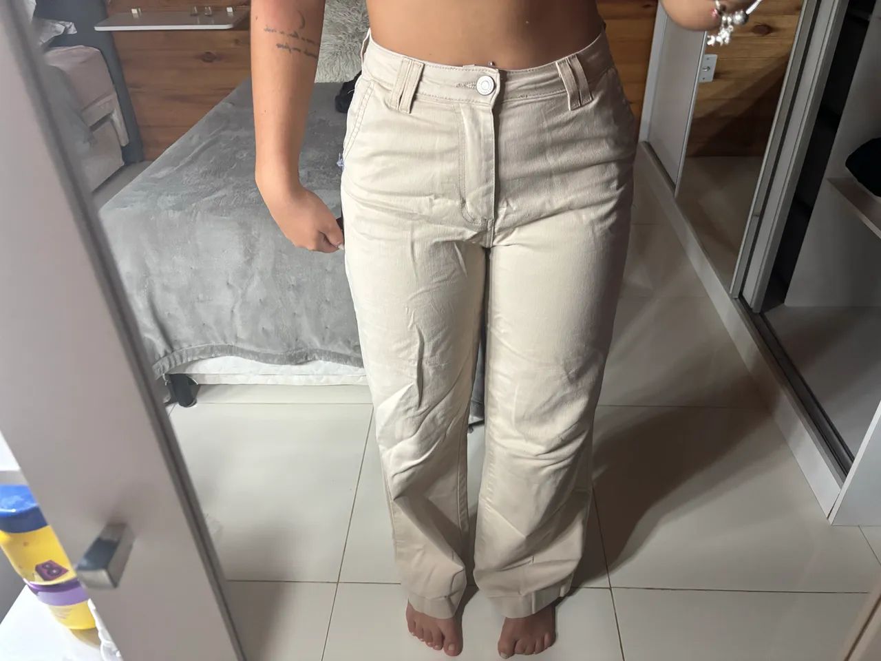 Calça Jeans Bege 