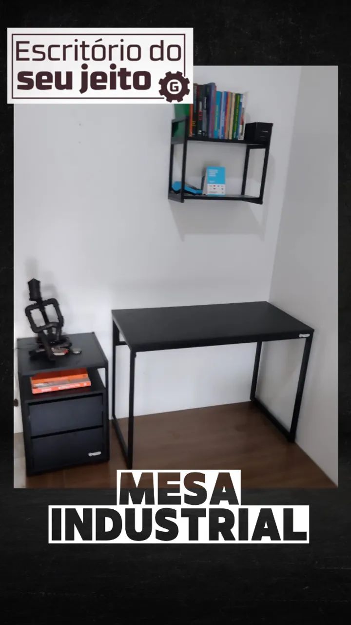 Mesa para Computador Reforçada 1m NOVA Estilo Industrial Multiuso de Notebook Estudo GAMER - Foto 3
