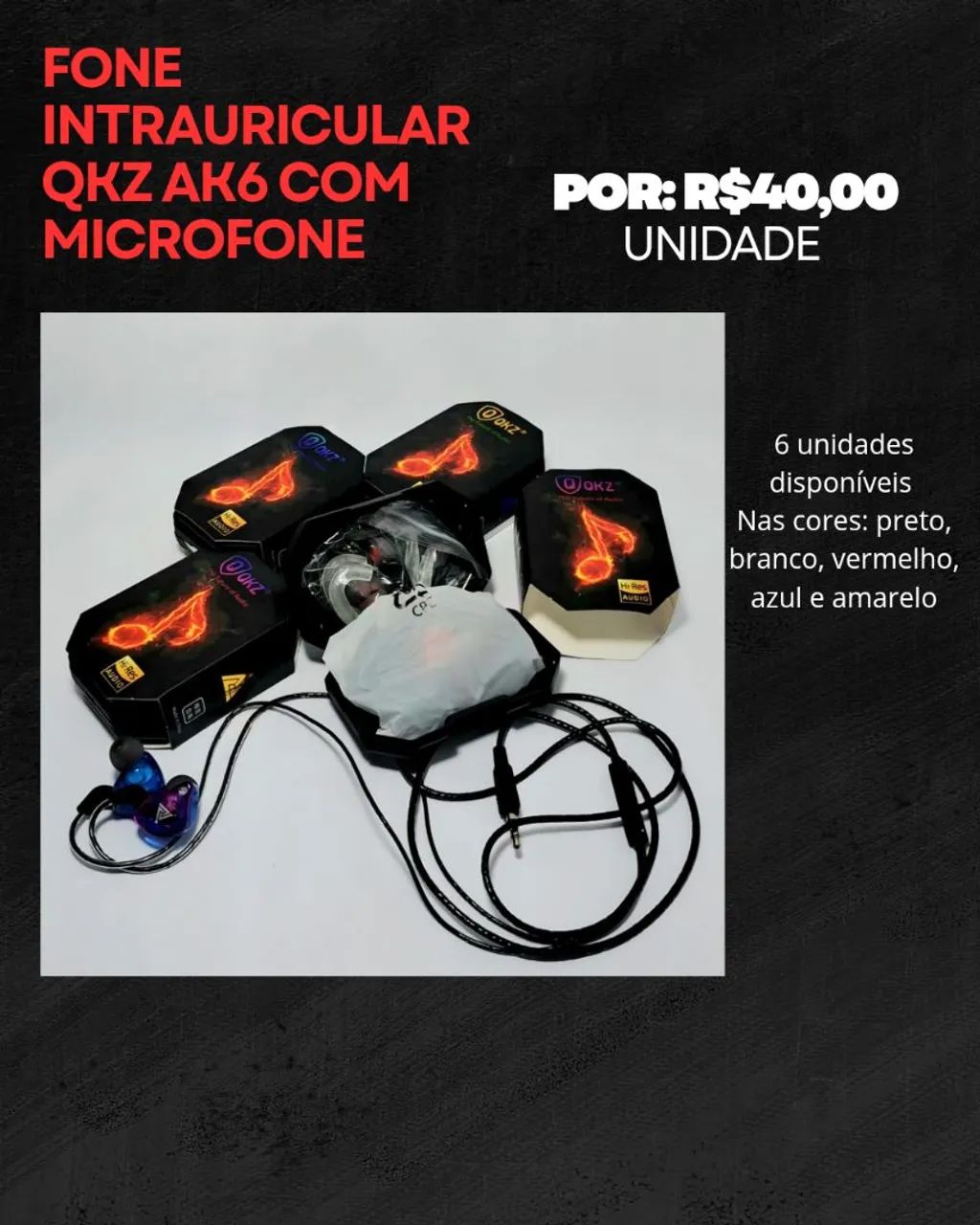 QKZ AK6 fone intra-auricular