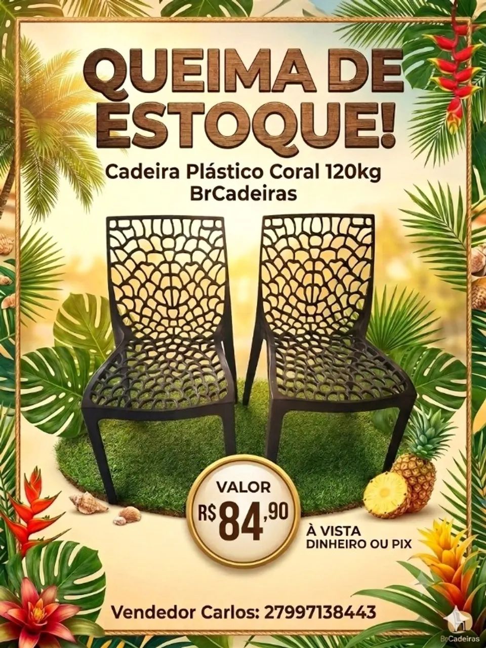 CADEIRA PLÁSTICO CORAL 120KG