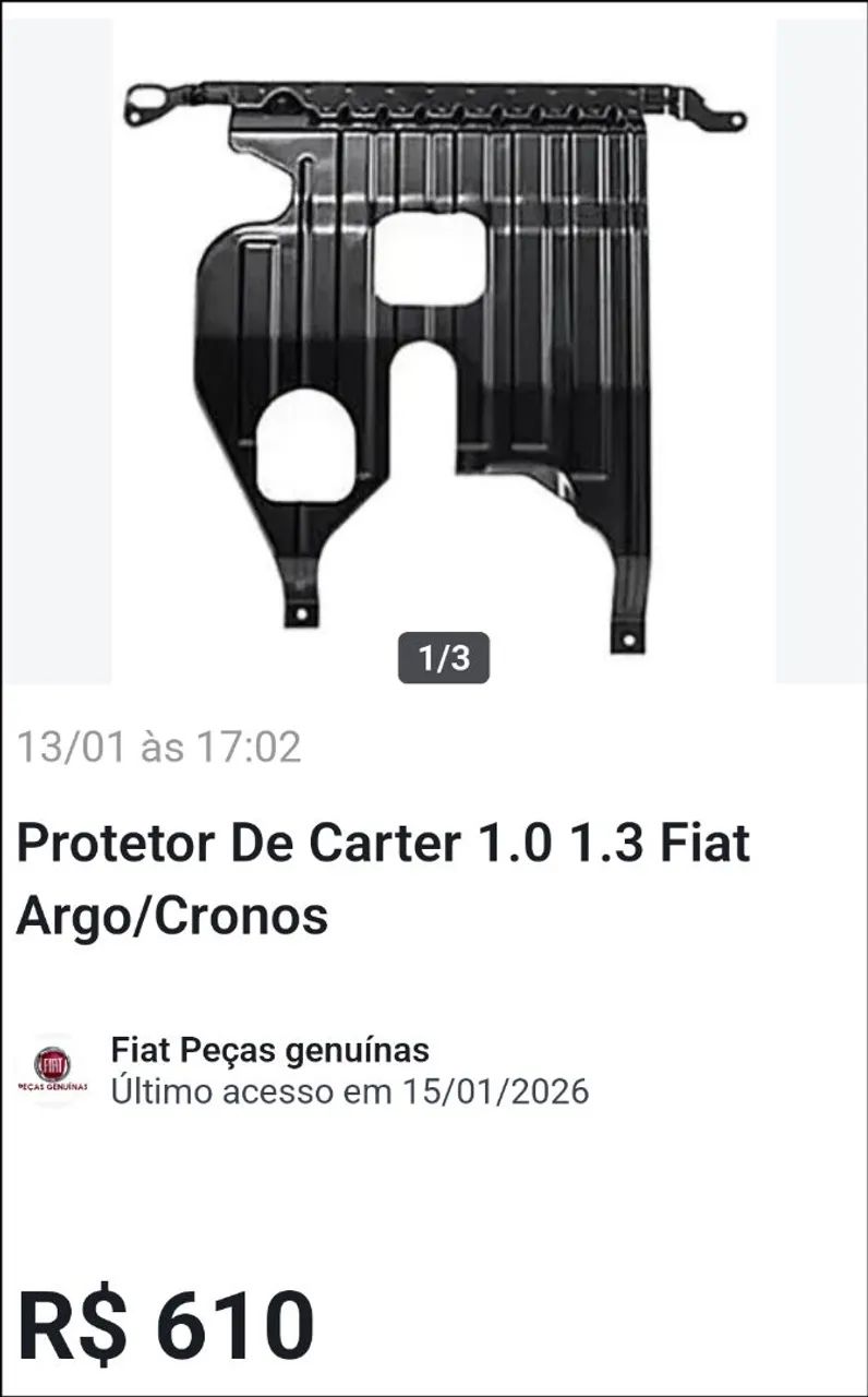 PROTETOR DE CARTER ORIGINAL FIAT  ARGO/CRONOS  - Foto 12