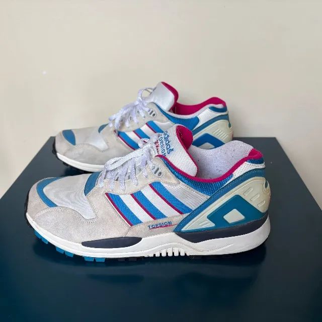 adidas zx 0000 evolution white bright blue tamanho 44 (us 12