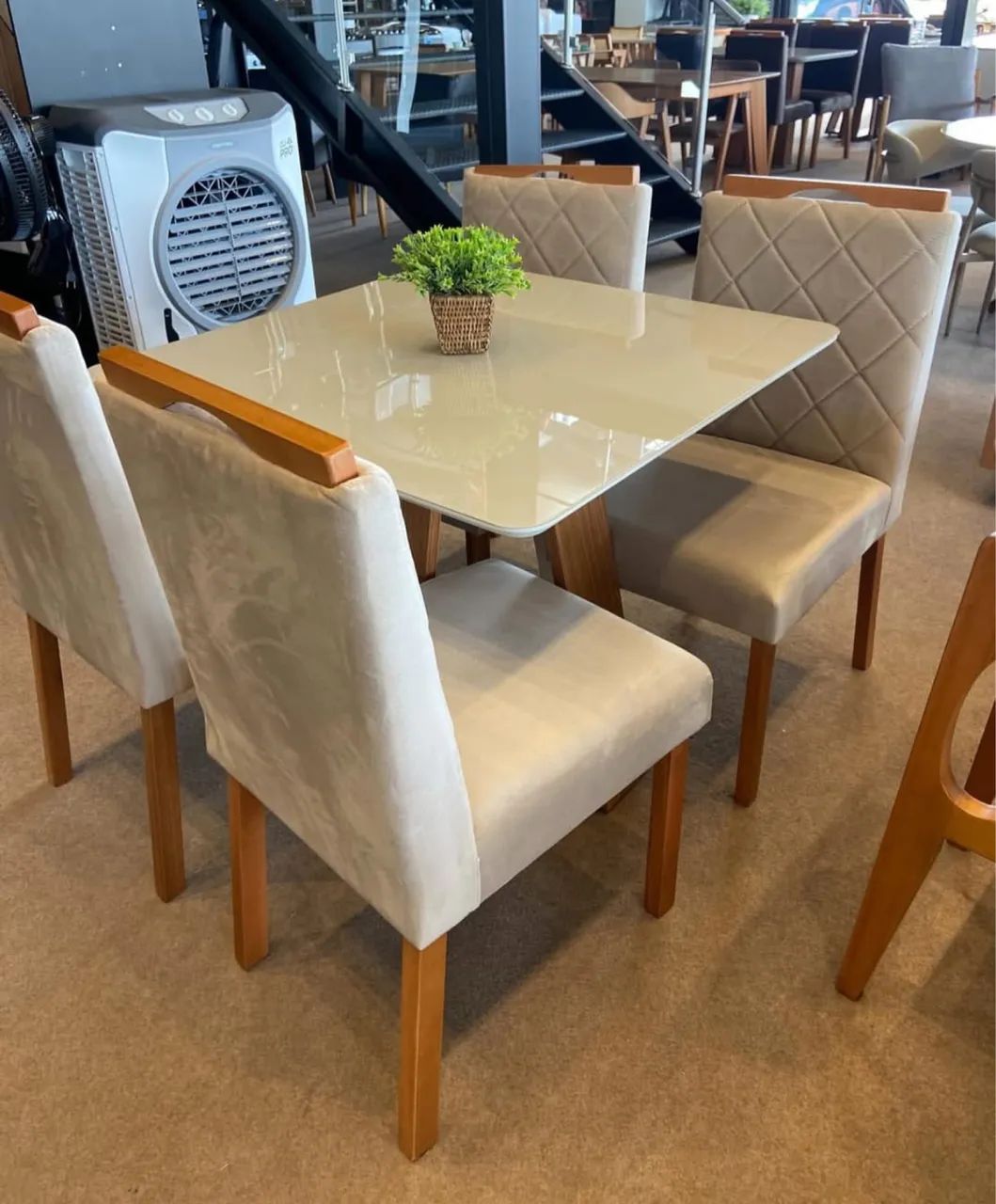 ? _*CONJUNTO DE MESA CELESTE 4 LUGARES VELUDO ou LINHO* ?  - Foto 5