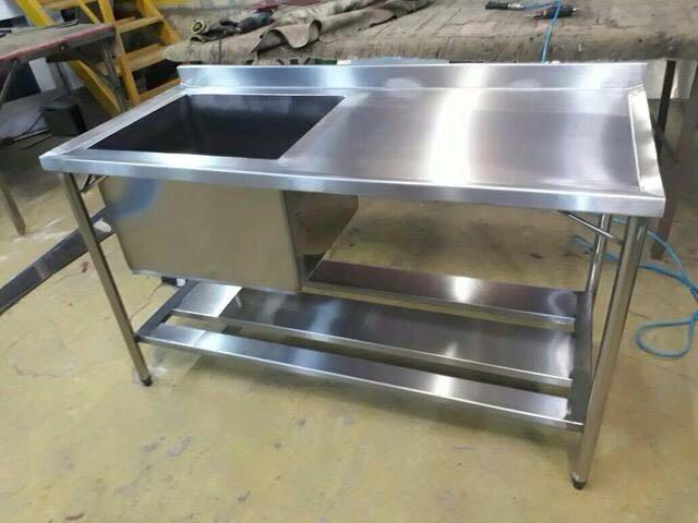 Pia industrial em aço inox escovado sob medida bancada com cuba - Foto 4