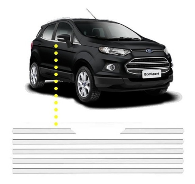 Jogo De Friso Lateral Para Pestana Janela Ecosport 2013 14 15 16 17 18 19 Cromado 4 Portas - Foto 2