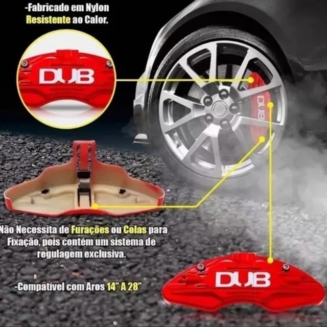 Capa Pinça De Freio Dub Esportiva Universal Vermelha 14/28 - Foto 3