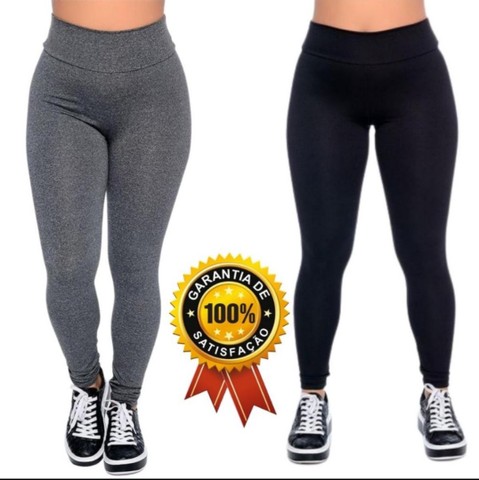 CALÇA LEGGING FEMININA PRETA E CINZA  - Foto 4