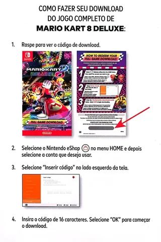 Mario Kart 8 Deluxe Nintendo Switch Código 16 Dígitos Eshop