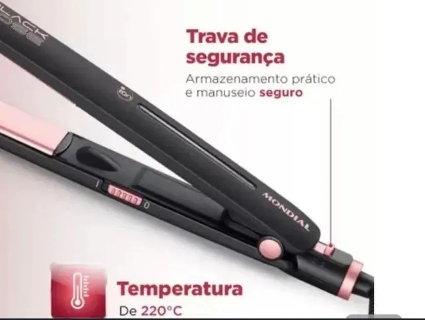 Chapinha De Cabelo Black Rose Tourmaline Íon Mondial Prancha Alisadora - Foto 2