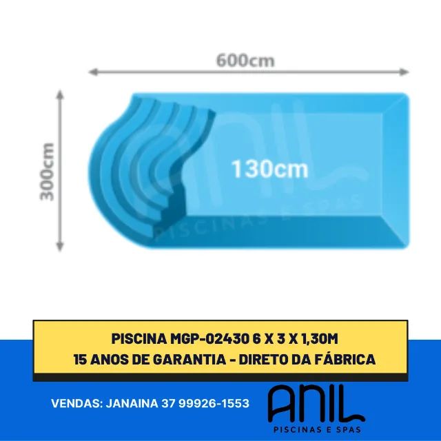 Ja - Piscina azul de fibra 6metros