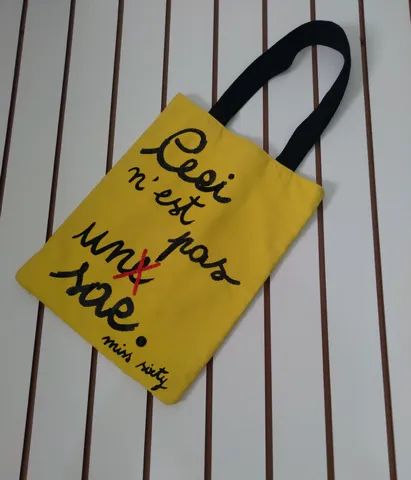 Bolsa sacola ecobag customizada bordado com aplicações de micangas  - Foto 2