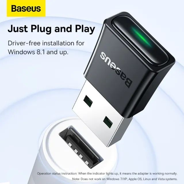 Adaptador Bluetooth PC Speaker, Mouse sem fio Baseus - Foto 2