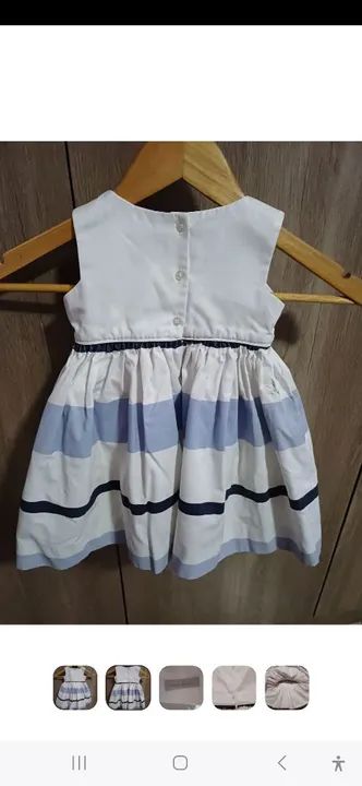 Vestido de bebê menina listrado azul e branco tamanho 2 ou 3 - Foto 2