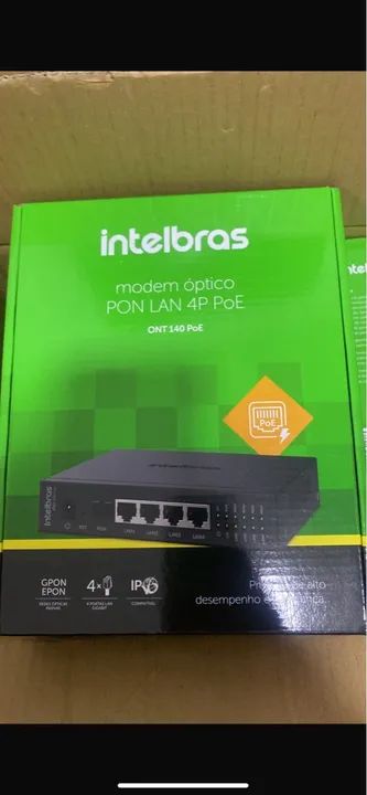 Modem Óptico Intelbras ONT 140 PoE GPON EPON 4x LAN Gigabit