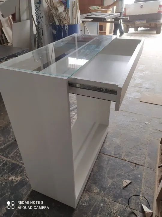 Ilha central com gaveta e vidro - 100x90x38 - Foto 2