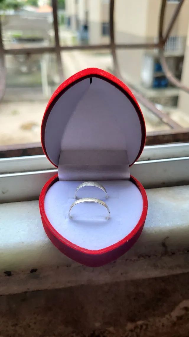 Aliança de prata tamanho 21 e 19 - Foto 2