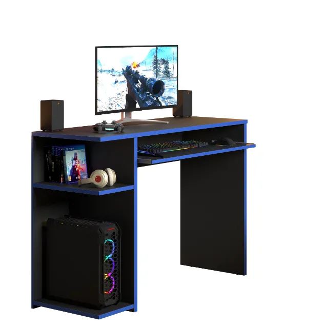 Mesa para Computador Gamer Preta e Azul Nova - Foto 2