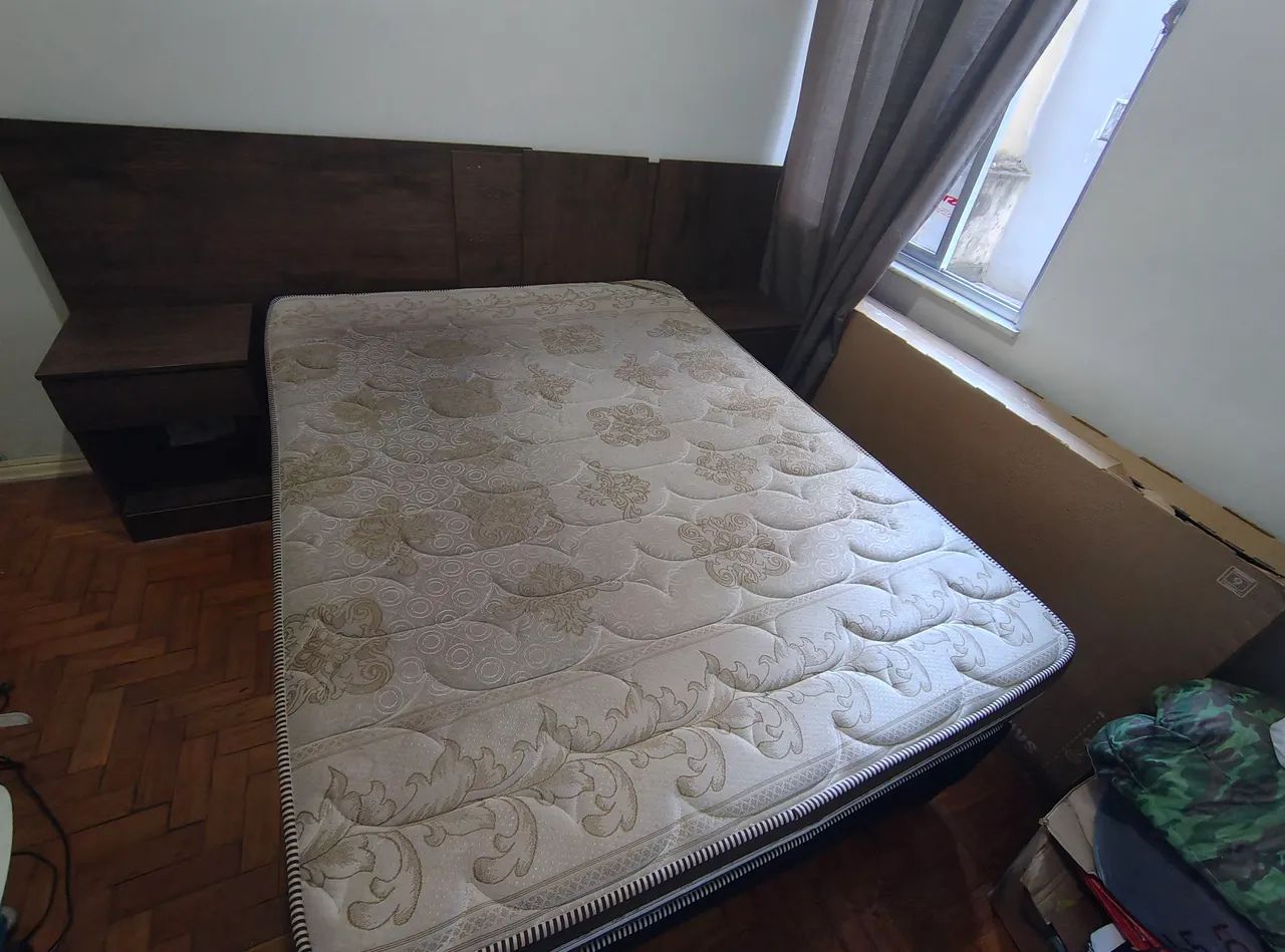 Cama Box Casal Premium - Cabeceira com Gavetas 