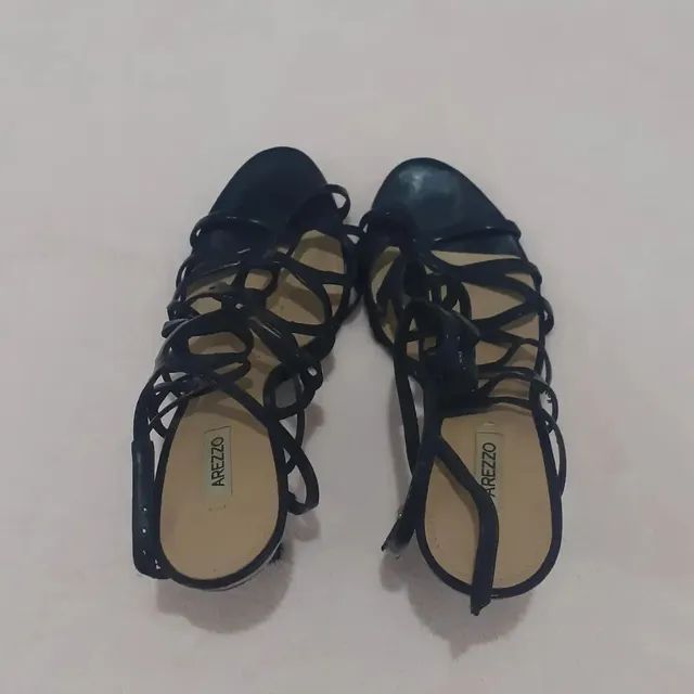 Sandália Preta Trançado Marca Arezzo Número 38 - Foto 2