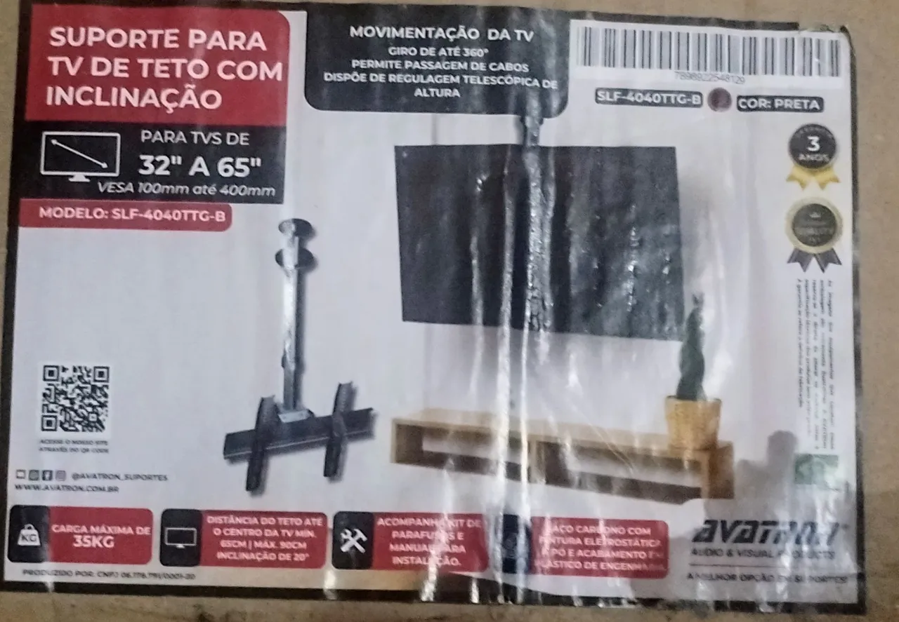 Suporte para TV de Teto com Inclinação 32" a 65"