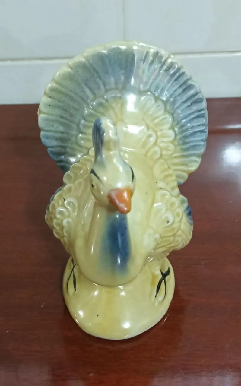 Belíssimos Casal Pavões Decorativos em Cerâmica *Anos 70* Vintage  - Foto 2