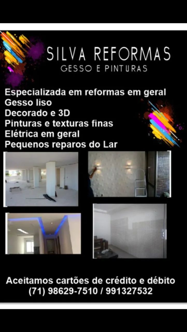 Silva Reformas Gesso e Pinturas em geral - Gesso, pintura, elétrica e pequenos reparos