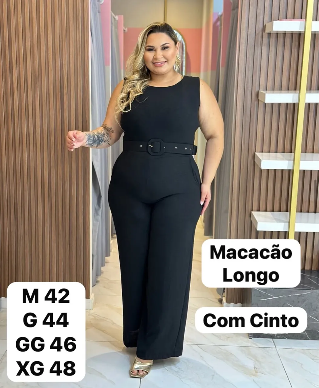 Macacão Longo Preto com Cinto - Vários Tamanhos