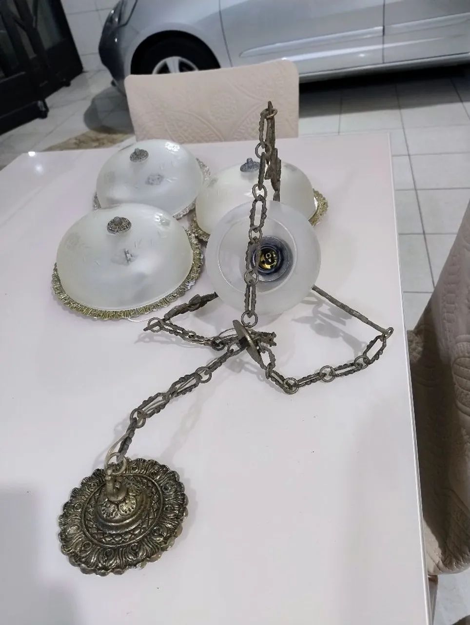 Lustres antiguidade com 3 cúpulas e um pêndulo  - Foto 5