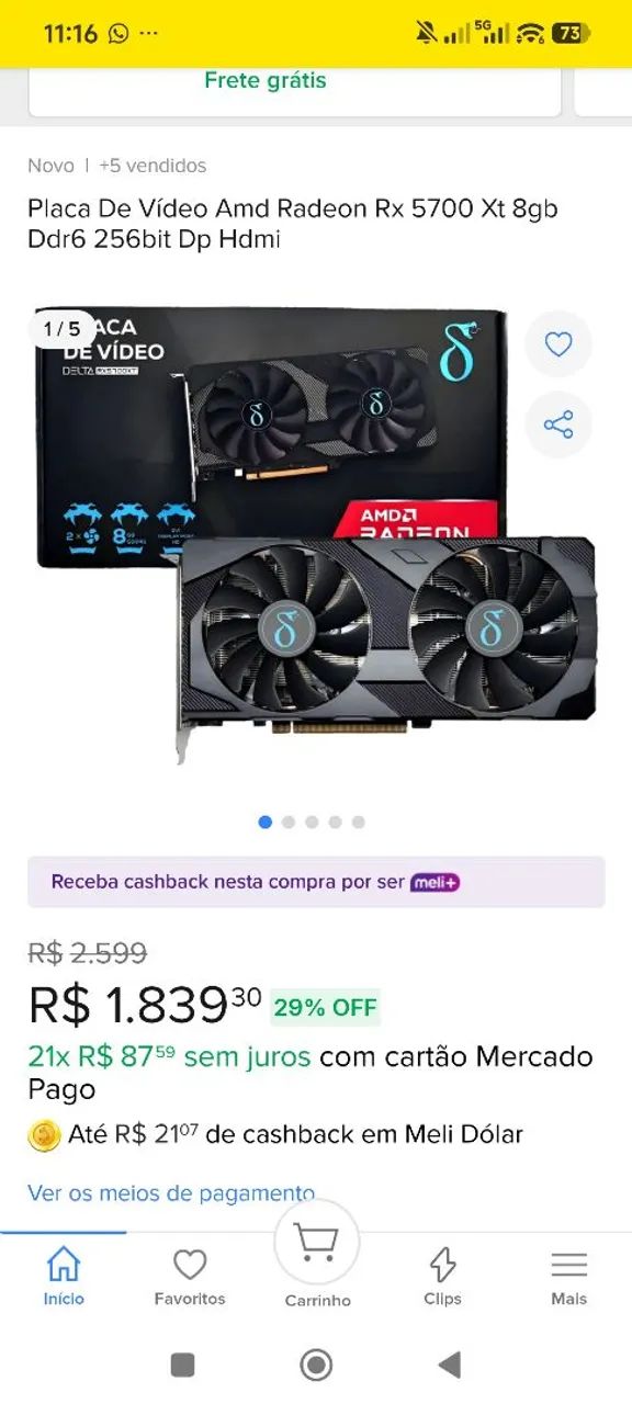 Placa de vídeo AMD RX5700 XT - Foto 5