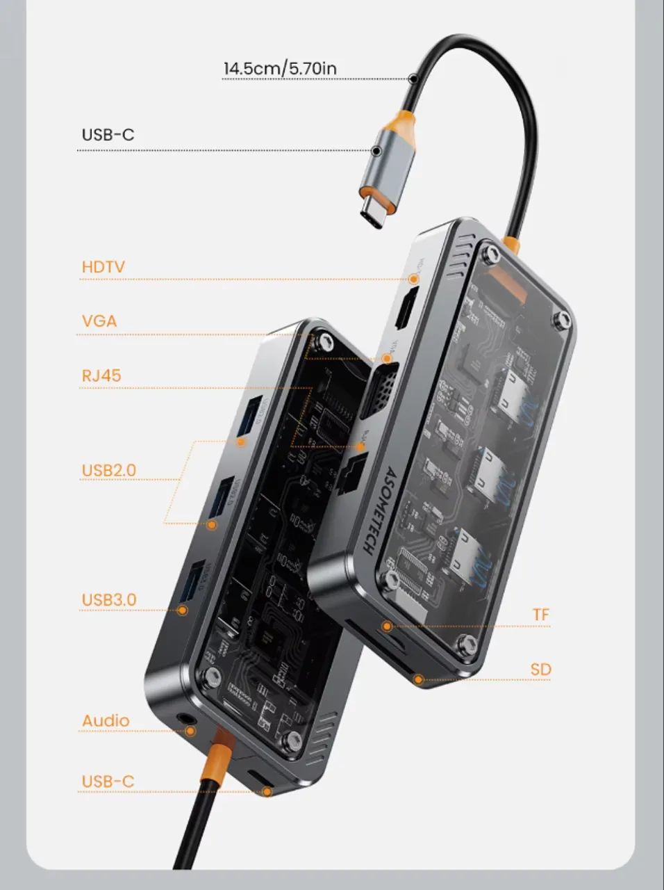 Hub tipo C 10 em 1 Asometech hdmi 4k usb 3.0 - Foto 4