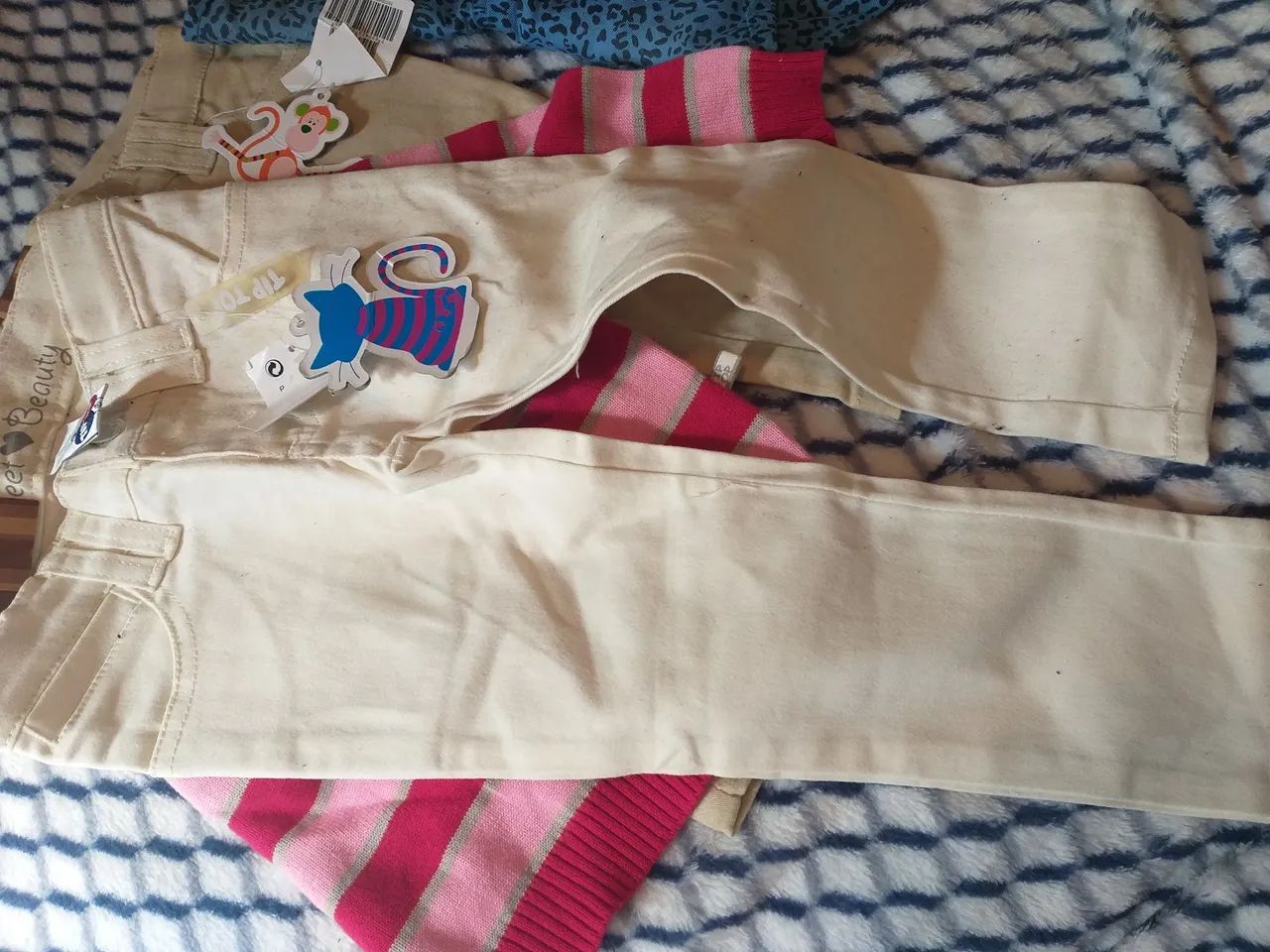 Calças em sarja/Jeans Leopardo Infantil top top - Foto 4