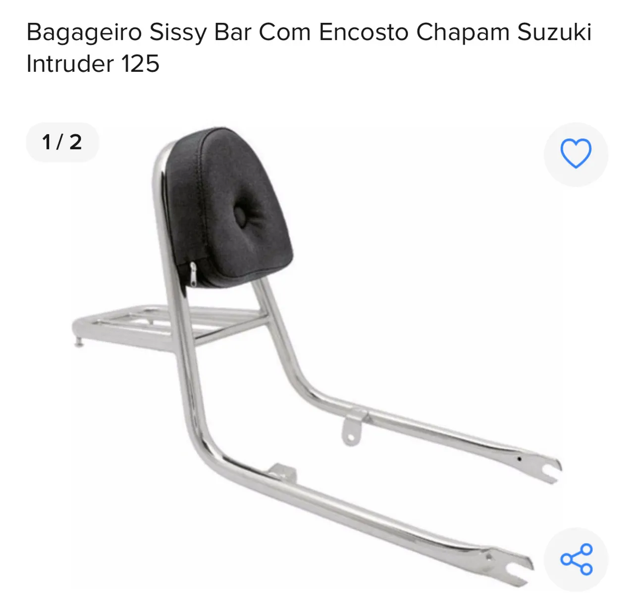 Bagageiro Sissy Bar com Encosto Chapam Suzuki Intruder 125