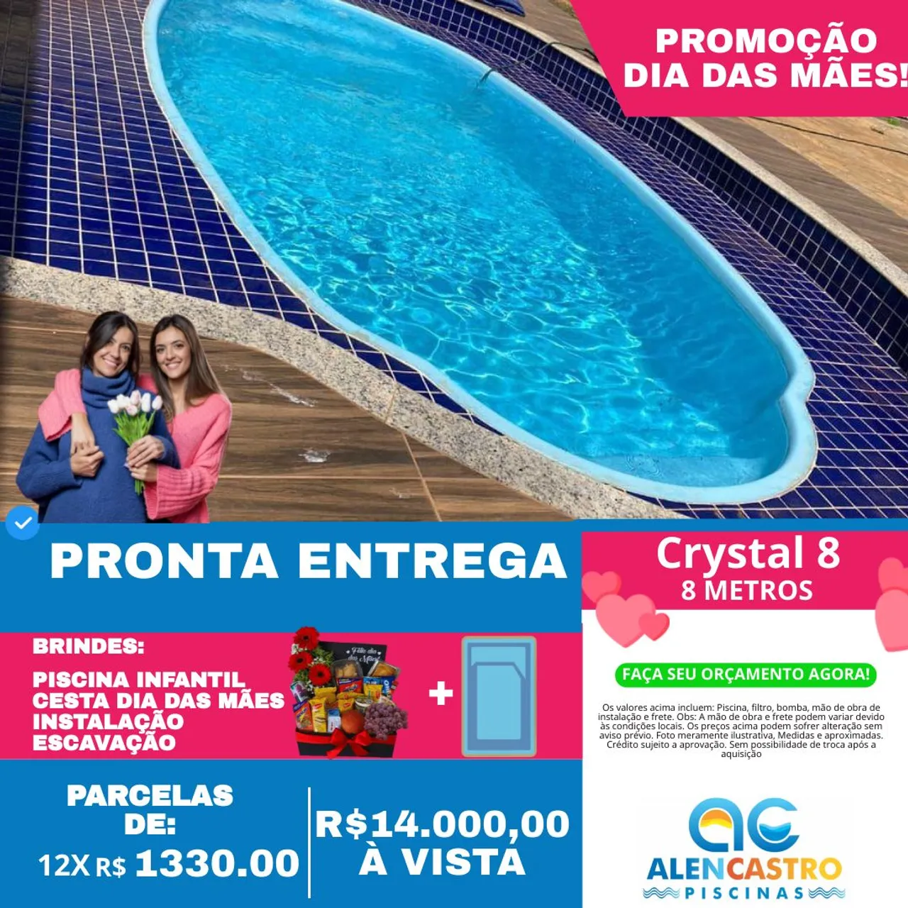 Piscina Crystal 8m - Brindes - Dia das Mães