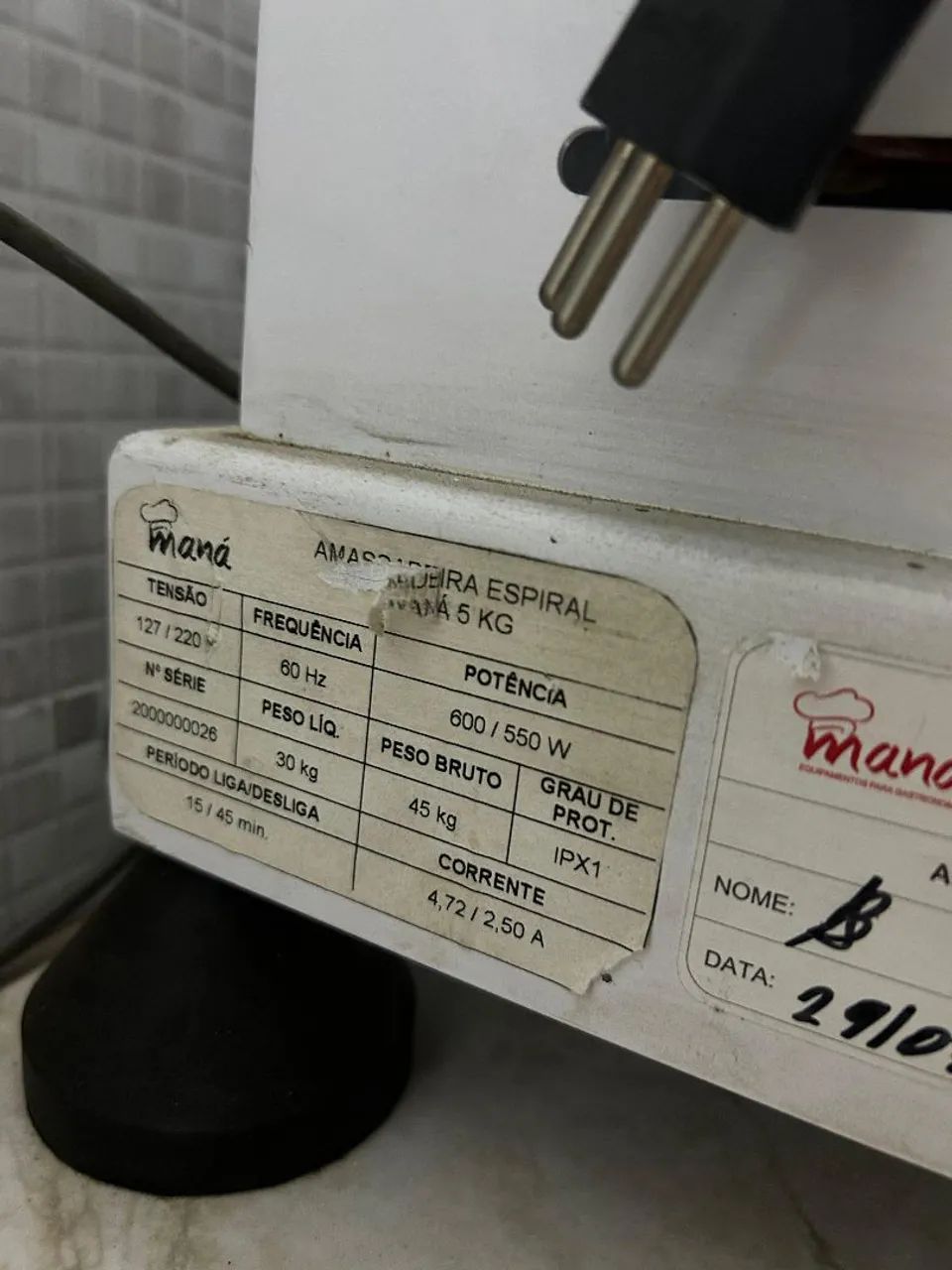 Amassadeira Planetária Batedeira Espiral Maná 5 kg