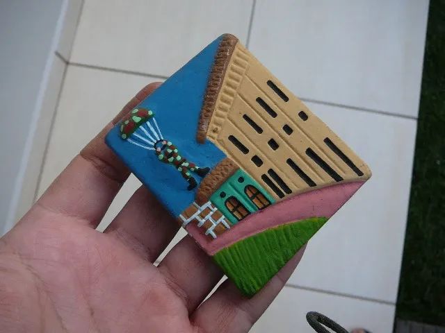 Mini quadro de cerâmica - Paraquedista Militar - Equador 1995