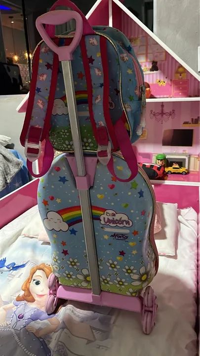 Mochila de rodinhas unicórnio infantil