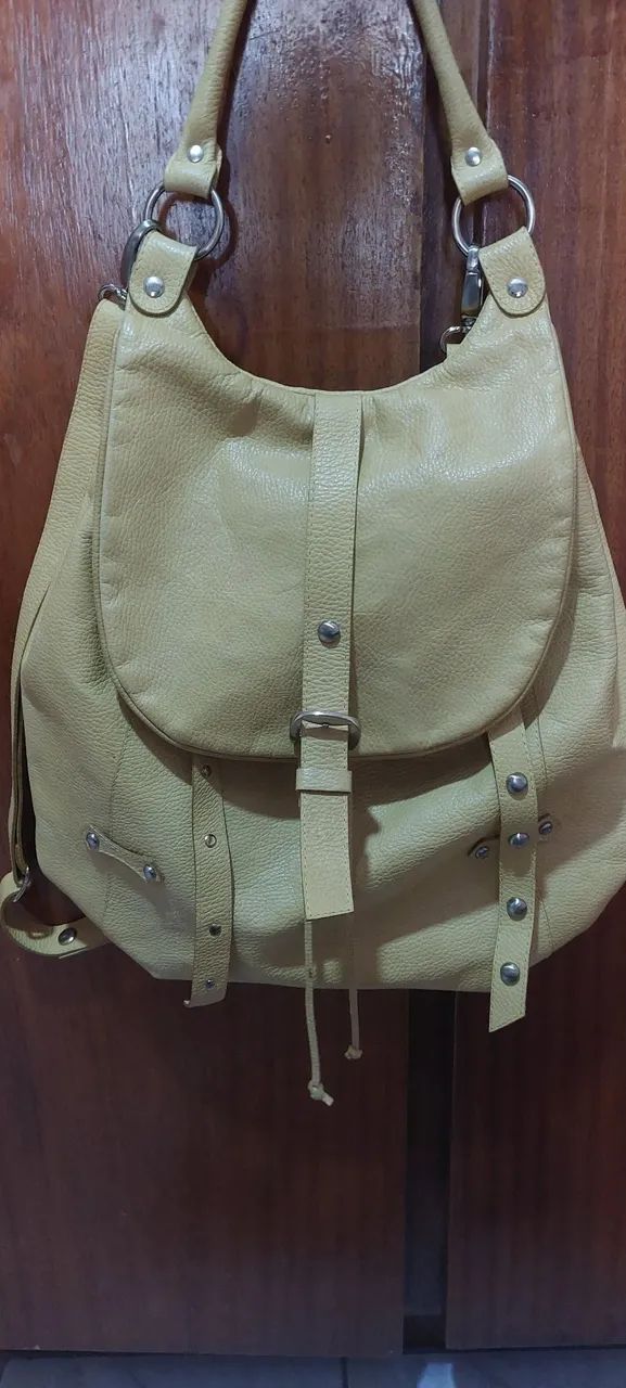 Bolsa de ombro de couro amarelo 
