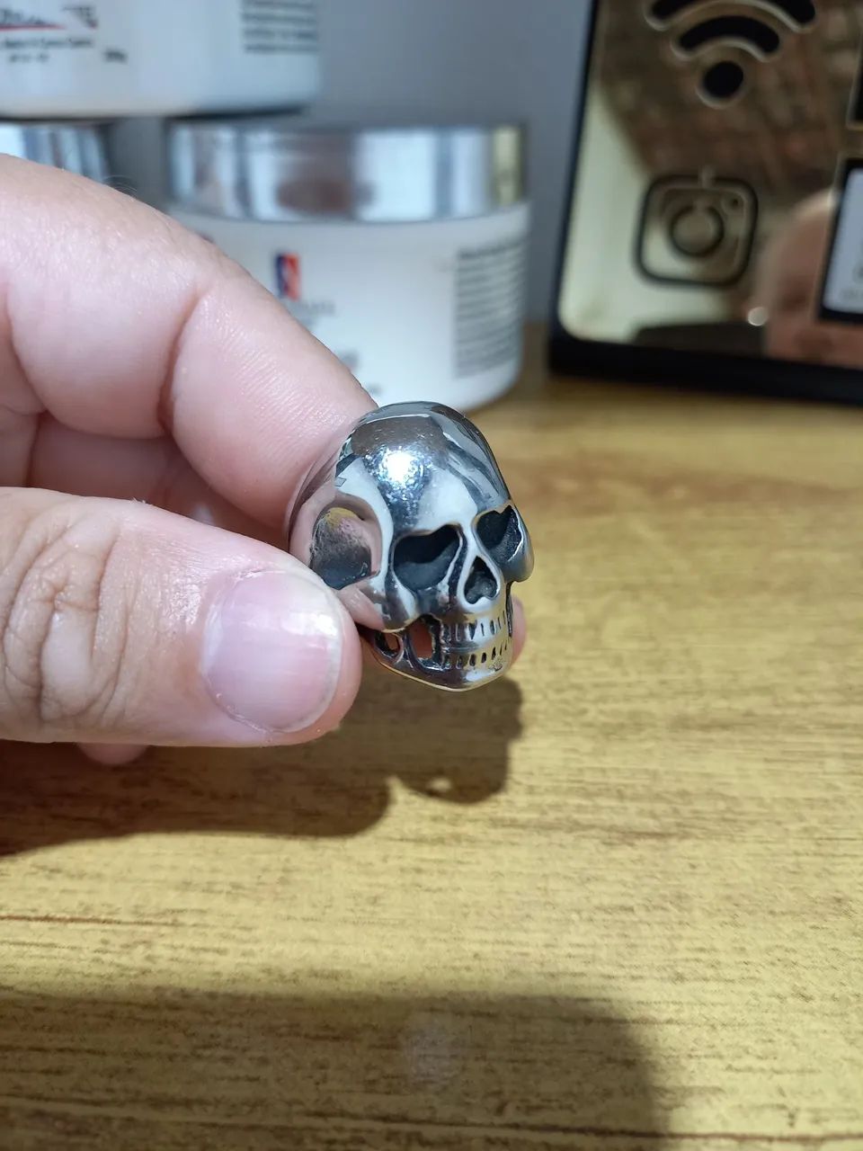Anel Caveira em Aço Inoxidável - Foto 3