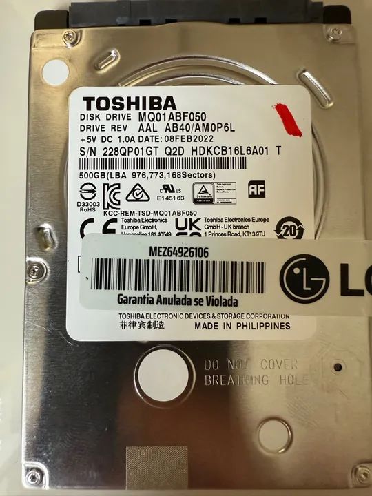 HD 500 GB notebook SATA 2.5