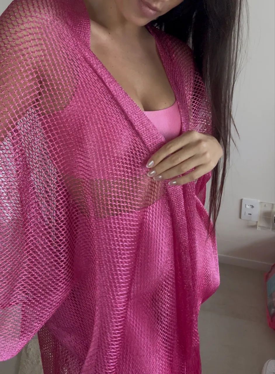 Kimono saída de praia rosa  - Foto 2