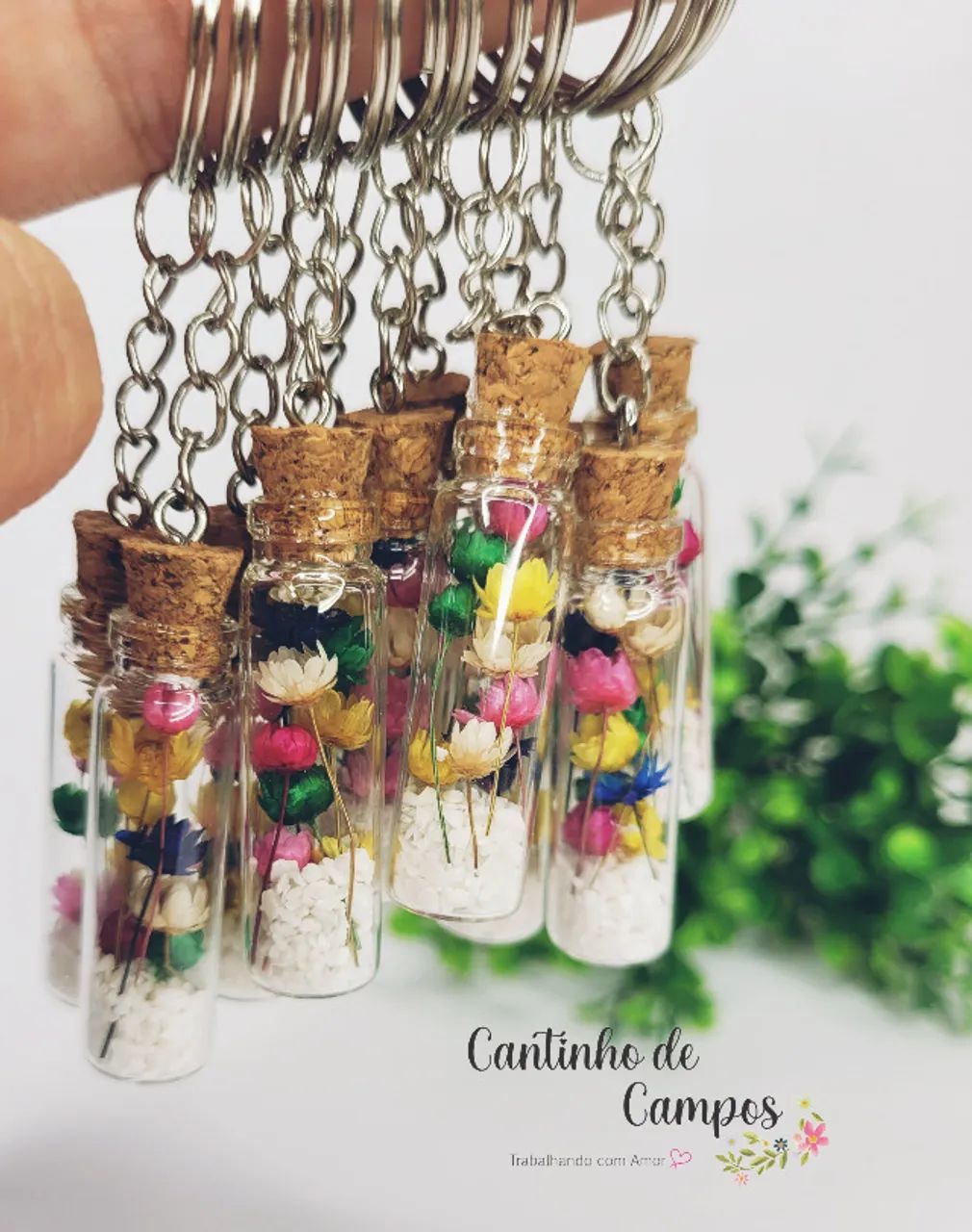 CHAVEIRO GARRAFA DE FLORES SEMPRE-VIVAS - Foto 3