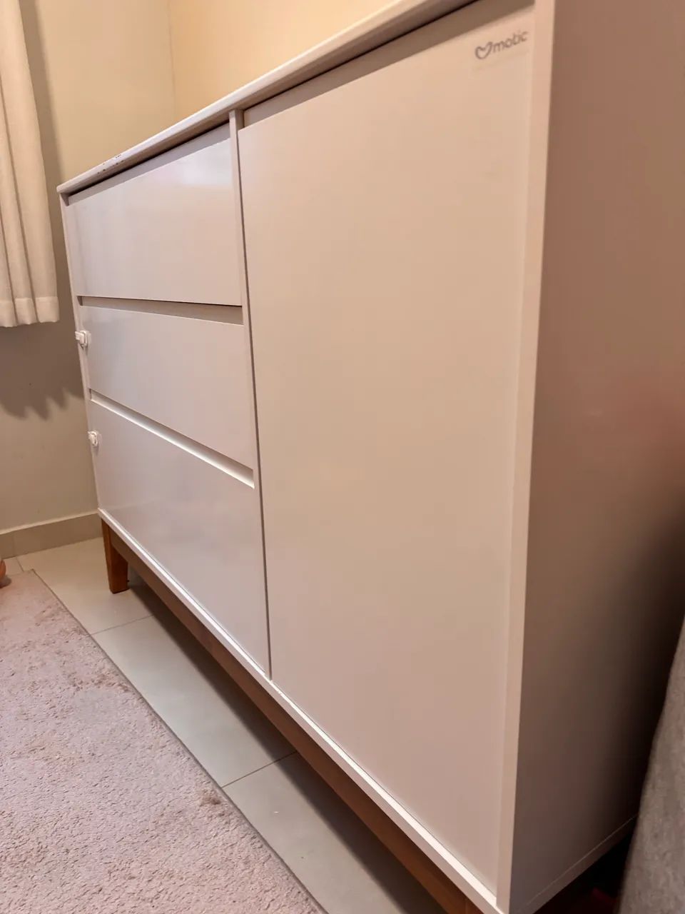 Cômoda Infantil Clean com Porta Matic Branco Eco Wood Branco com Prateleiras - Foto 3