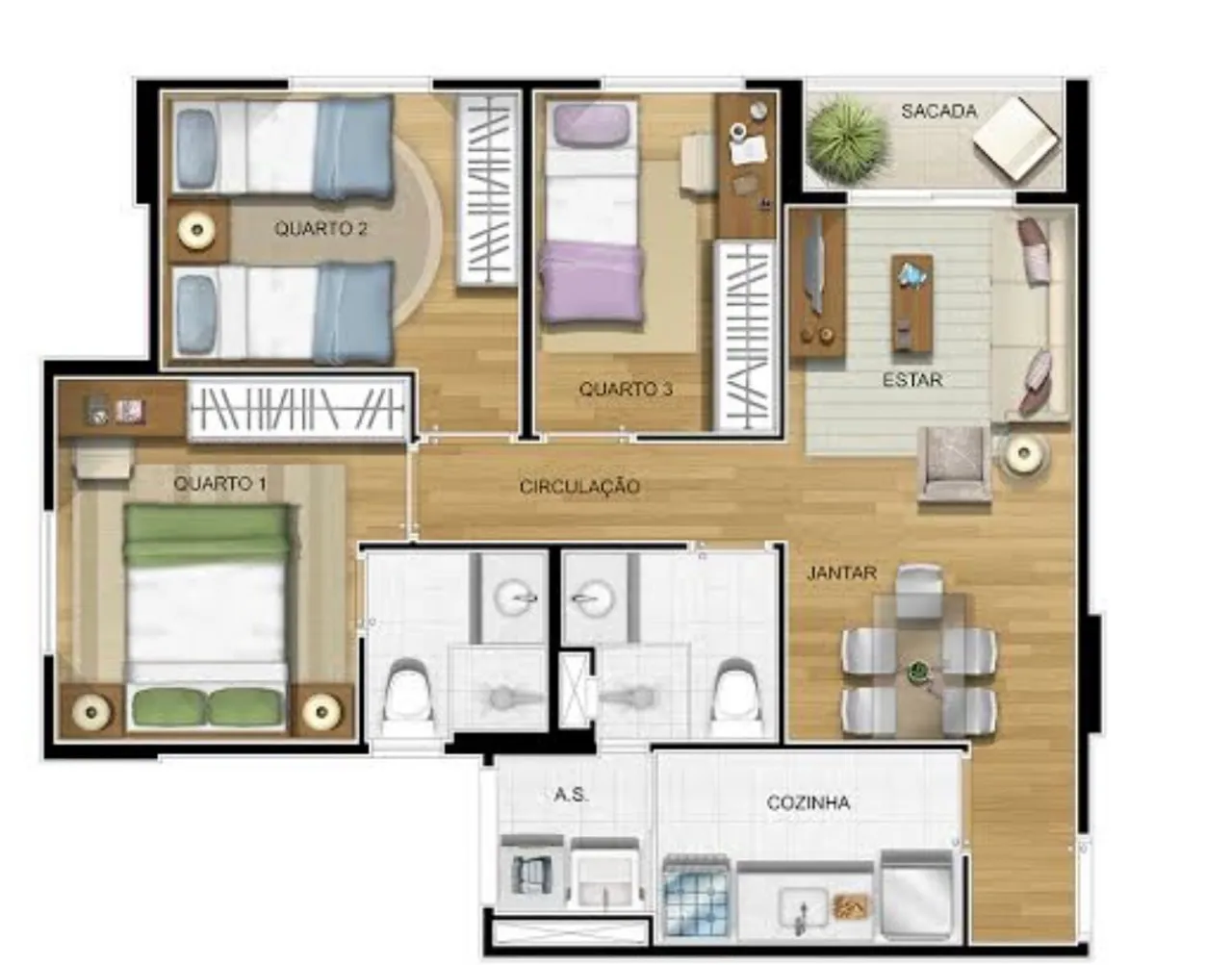 Apartamento 3/4 - Residencial Bela Vista - Rita Vieira- Campo Grande/MS