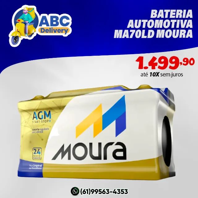 Bateria Moura AGM 70Ah MA70LD Para Carro com Start-Stop