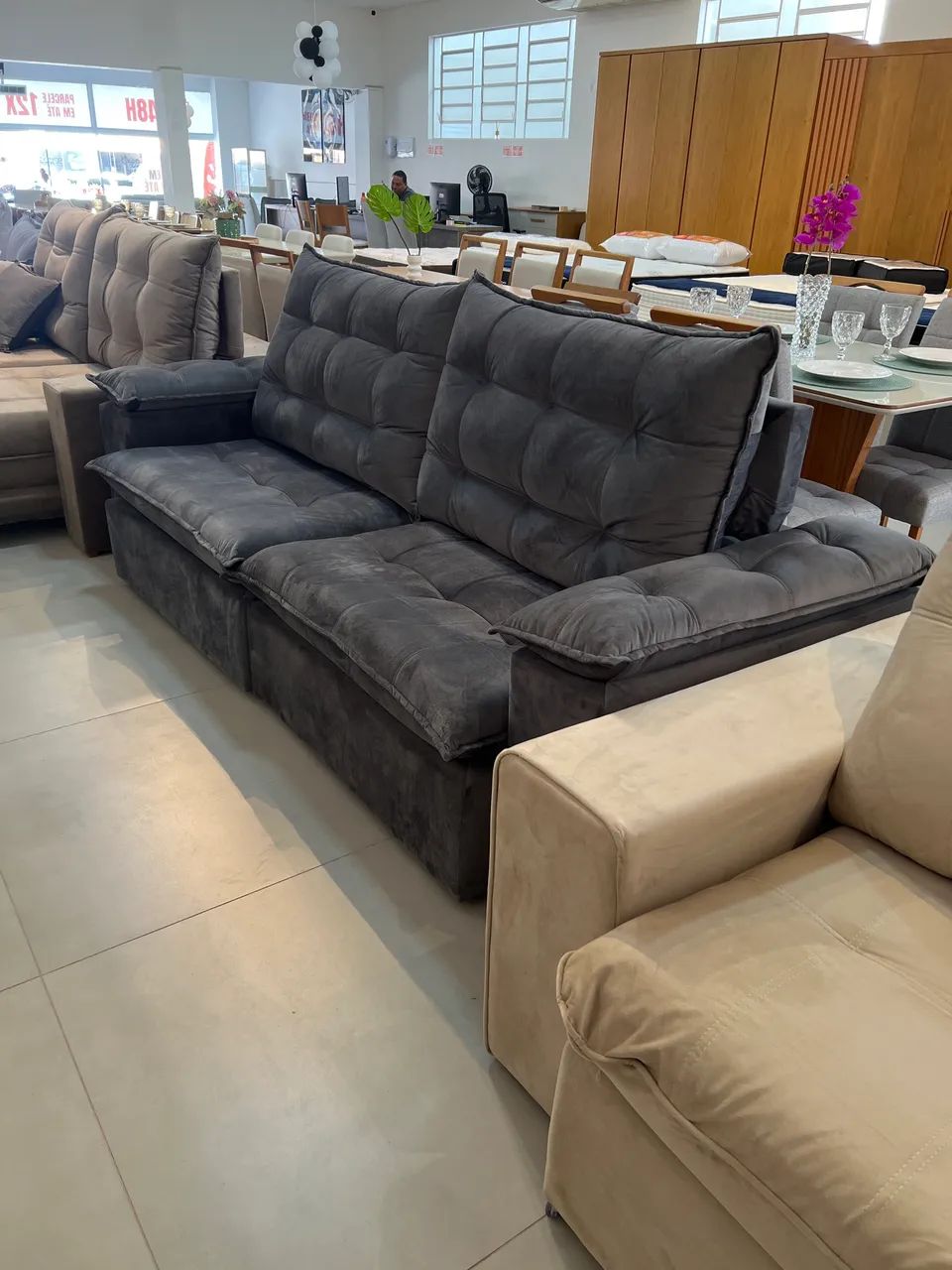 Sofa Retrátil Reclinável com Molas Ensacadas 2,10M 2,50M 2,90M