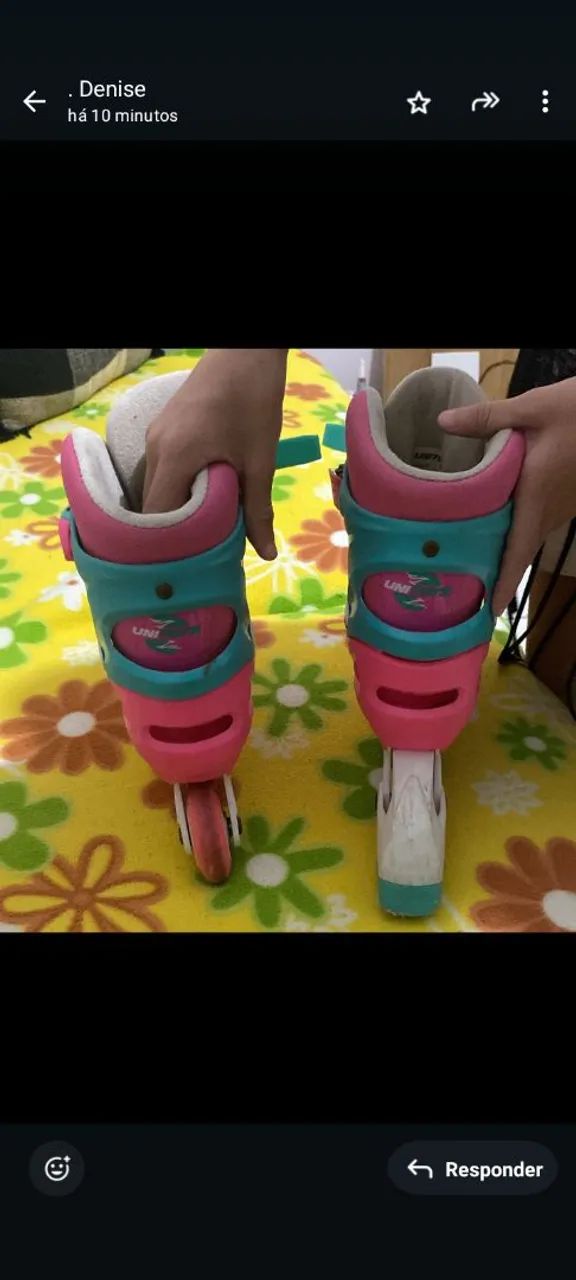 Patins Infantil - Rosa e Azul - Tamanho 33