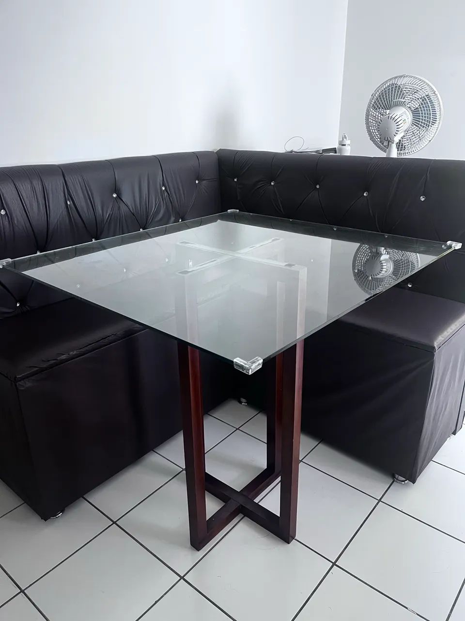 Canto alemão baú com mesa de vidro  - Foto 5