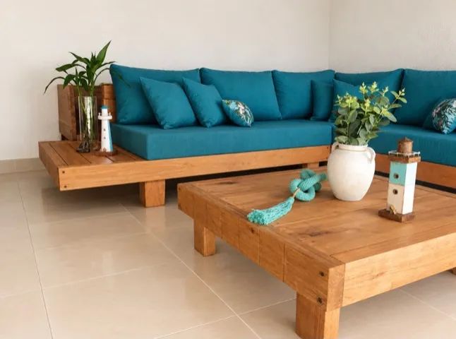 Sofá modular em madeira maciça 